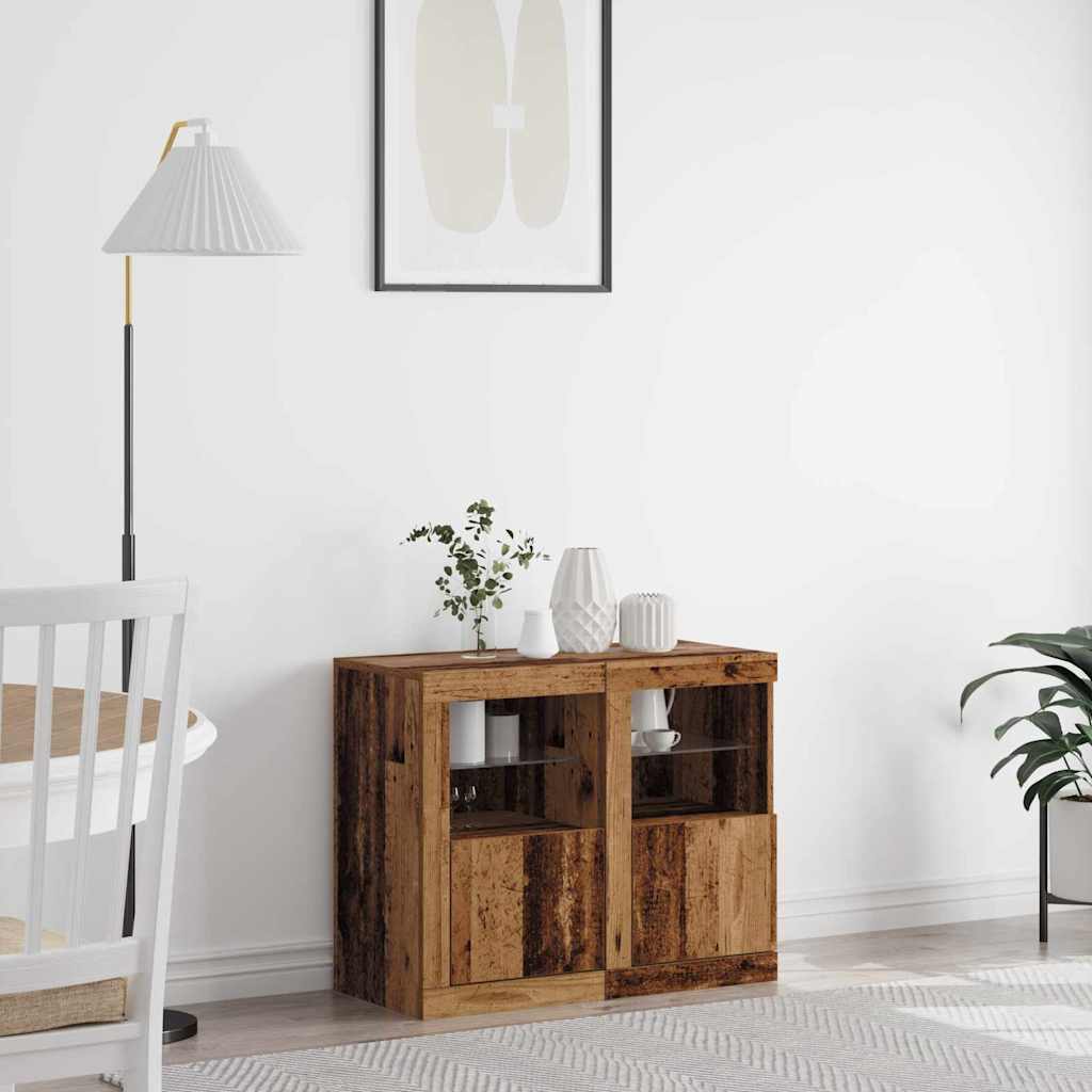 LED-Sideboard 2 stk. 41 x 37 x 67 cm Holzwerkstoff Altholz