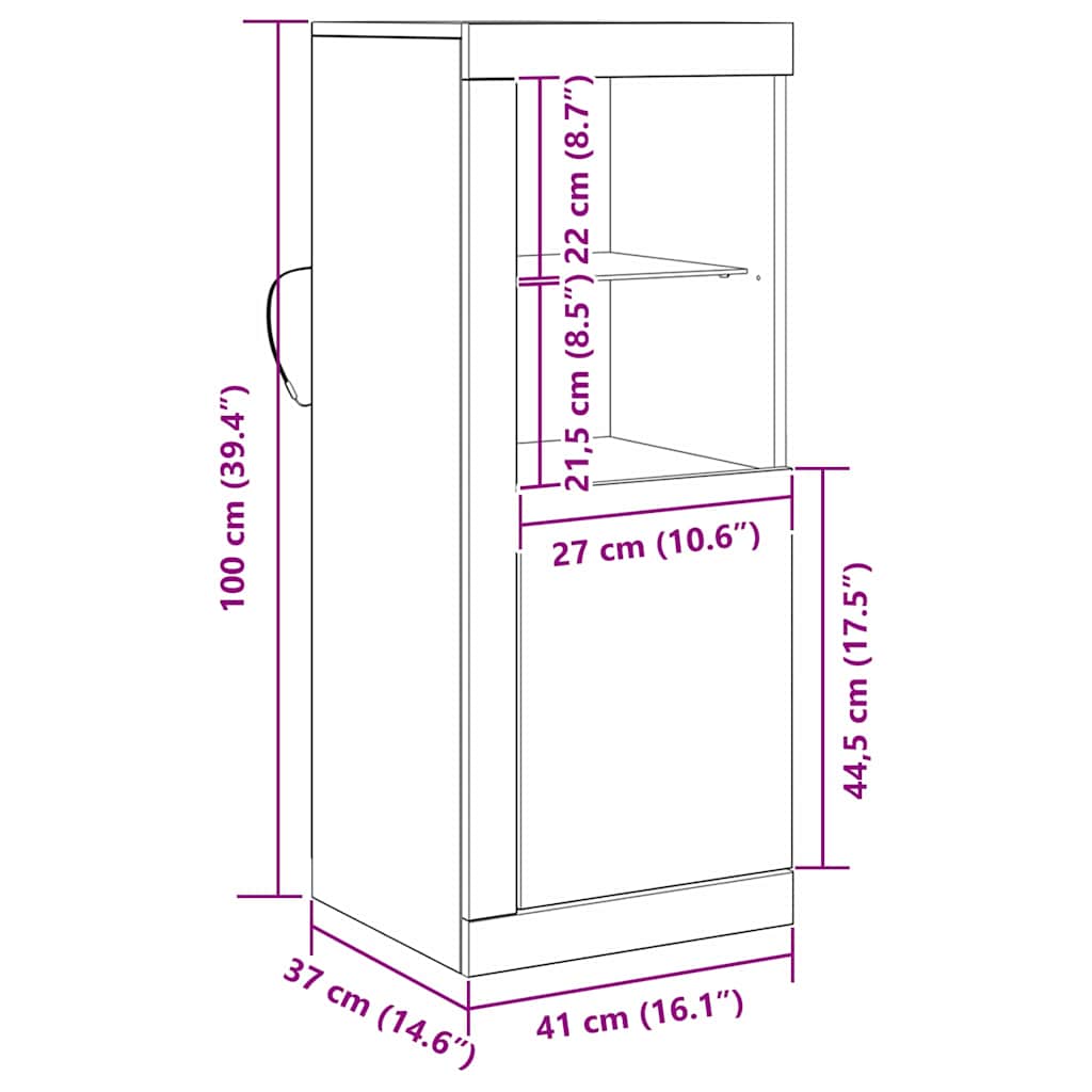 LED-Sideboard Braun 41 x 37 x 100 cm Holzwerkstoff