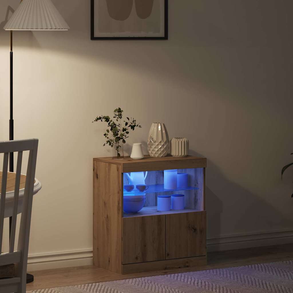 LED-Sideboard Braun 60,5 x 37 x 67 cm Holzwerkstoff