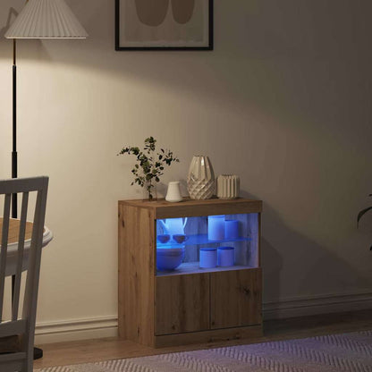 LED-Sideboard Braun 60,5 x 37 x 67 cm Holzwerkstoff