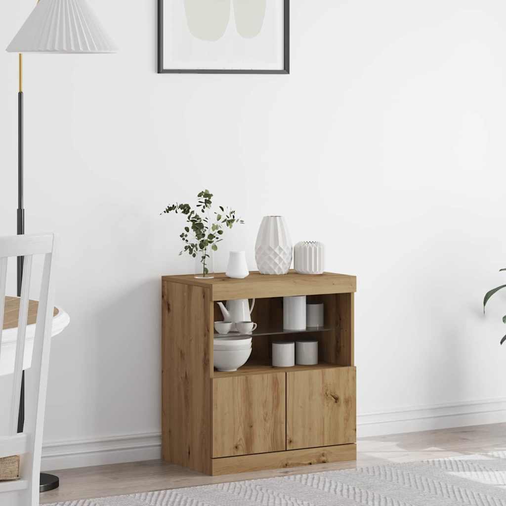 LED-Sideboard Braun 60,5 x 37 x 67 cm Holzwerkstoff