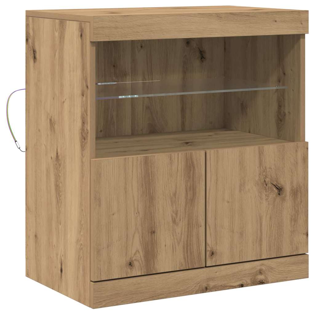 LED-Sideboard Braun 60,5 x 37 x 67 cm Holzwerkstoff