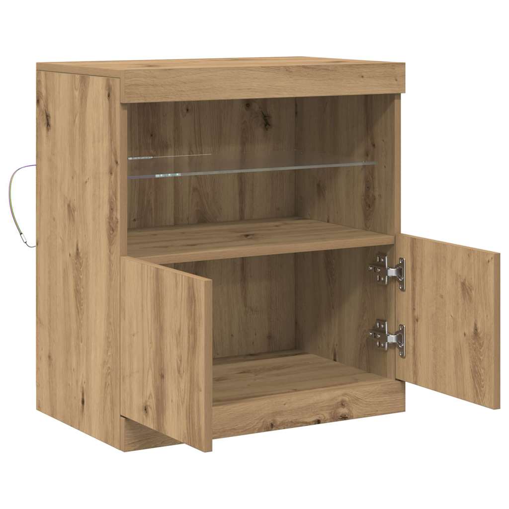 LED-Sideboard Braun 60,5 x 37 x 67 cm Holzwerkstoff