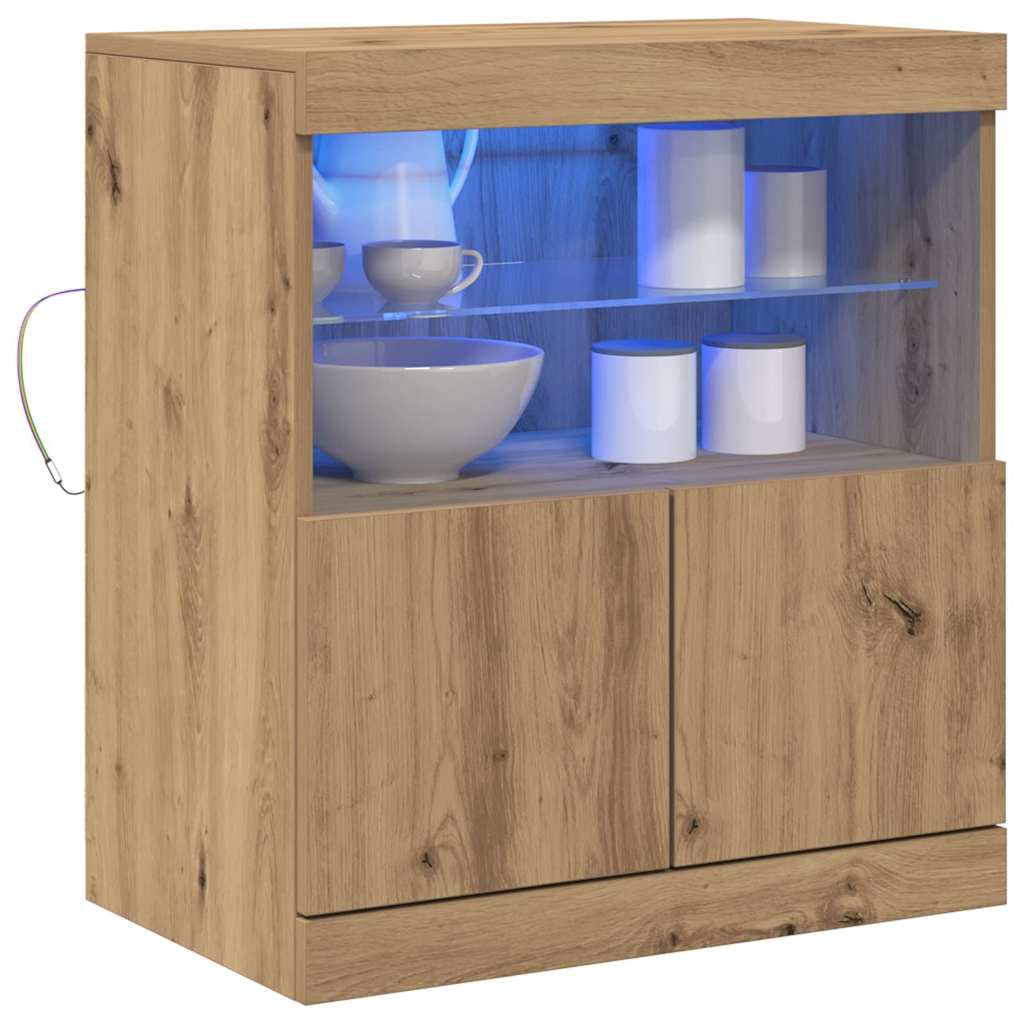 LED-Sideboard Braun 60,5 x 37 x 67 cm Holzwerkstoff