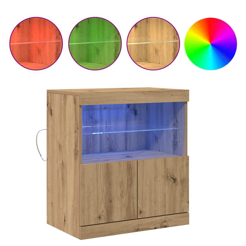 LED-Sideboard Braun 60,5 x 37 x 67 cm Holzwerkstoff