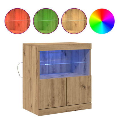 LED-Sideboard Braun 60,5 x 37 x 67 cm Holzwerkstoff