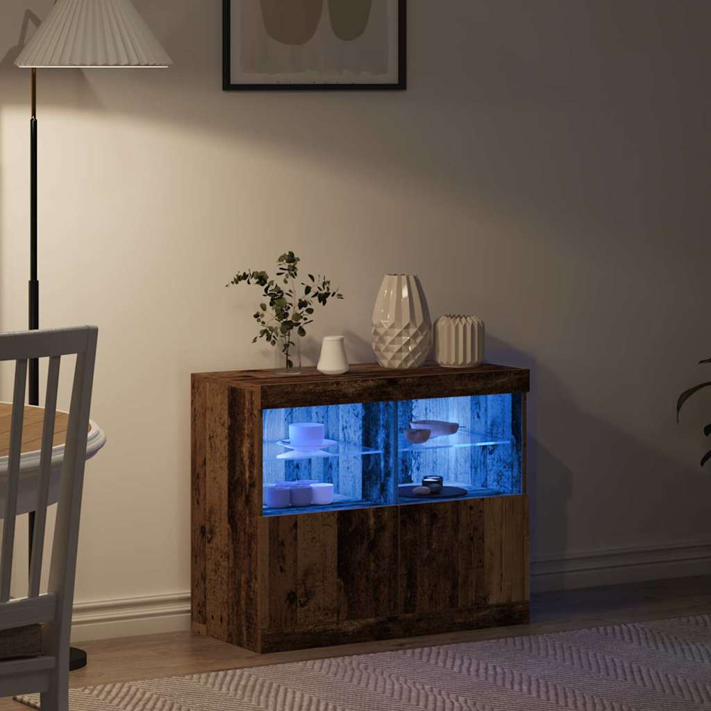 LED-Sideboard Braun 81 x 37 x 66,5 cm Holzwerkstoff