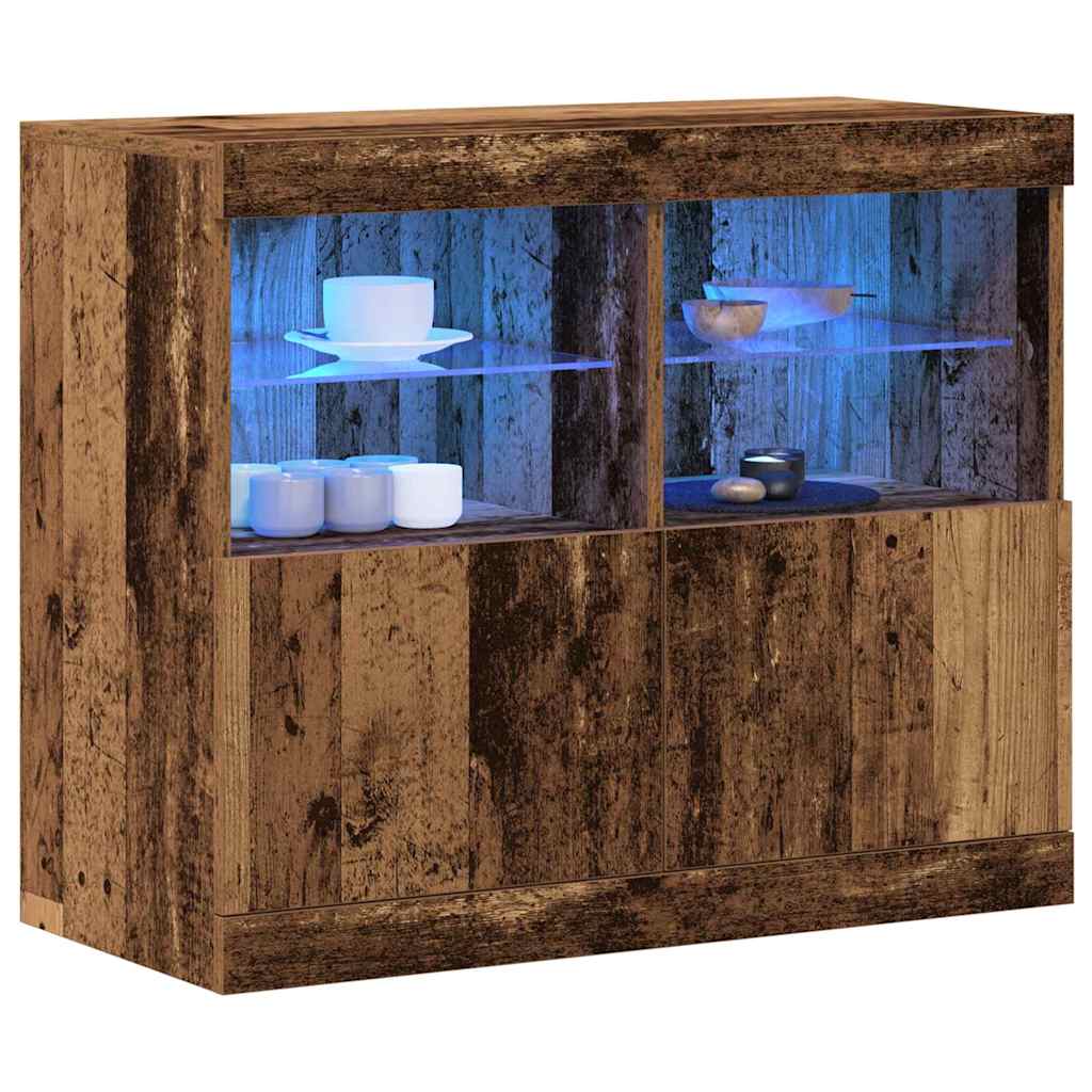 LED-Sideboard Braun 81 x 37 x 66,5 cm Holzwerkstoff