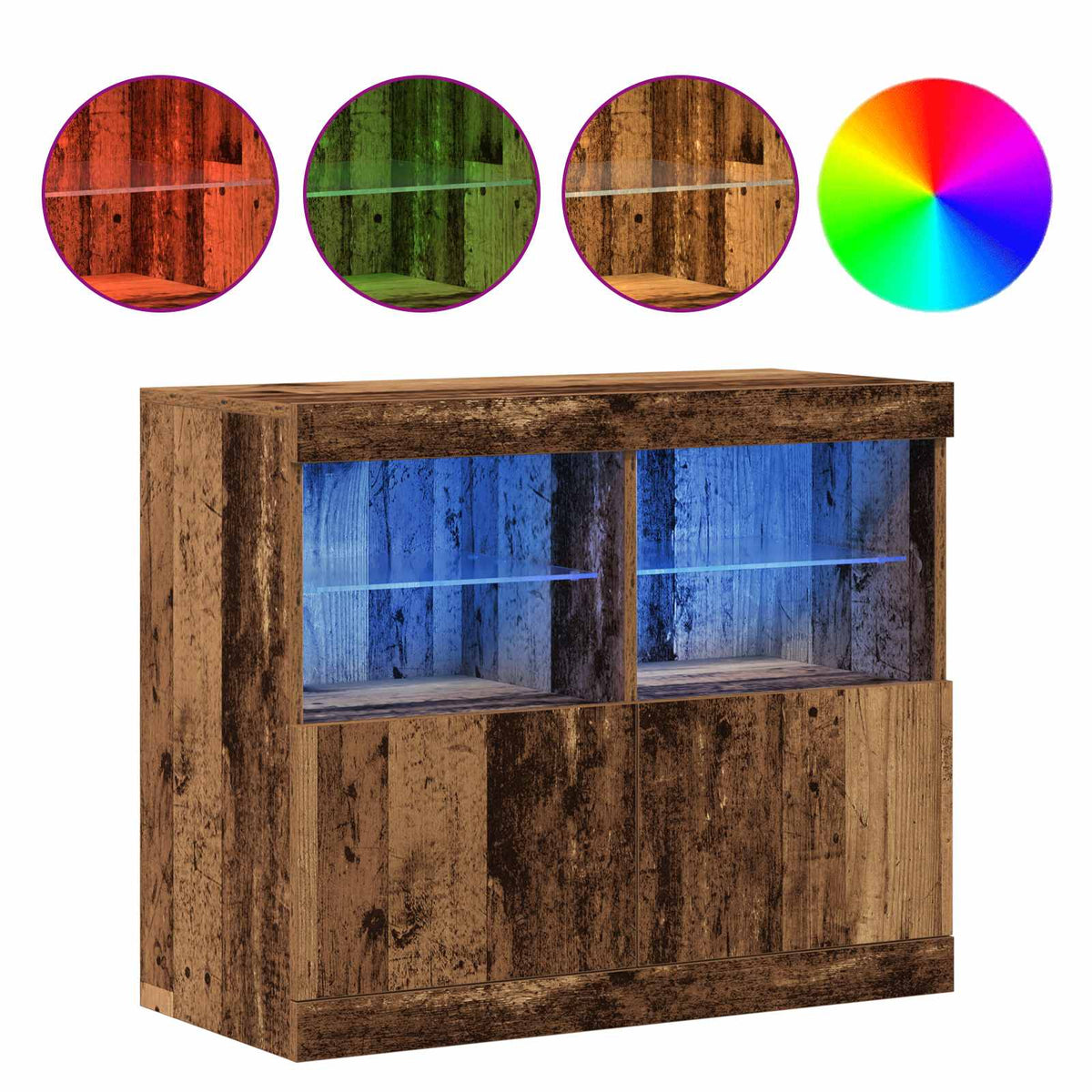 LED-Sideboard Braun 81 x 37 x 66,5 cm Holzwerkstoff