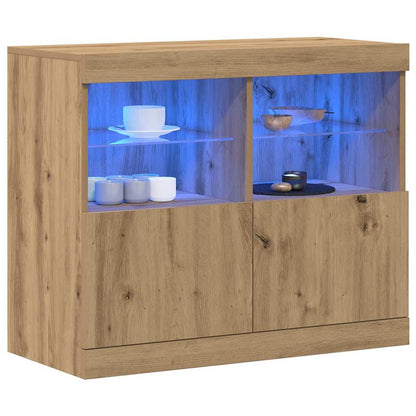 LED-Sideboard Braun 81 x 37 x 66,5 cm Holzwerkstoff