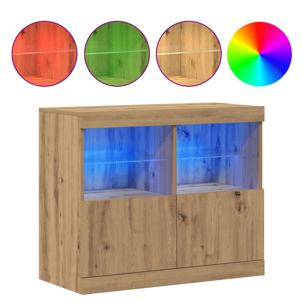 LED-Sideboard Braun 81 x 37 x 66,5 cm Holzwerkstoff