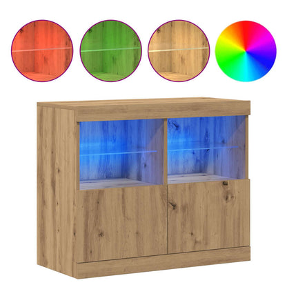 LED-Sideboard Braun 81 x 37 x 66,5 cm Holzwerkstoff