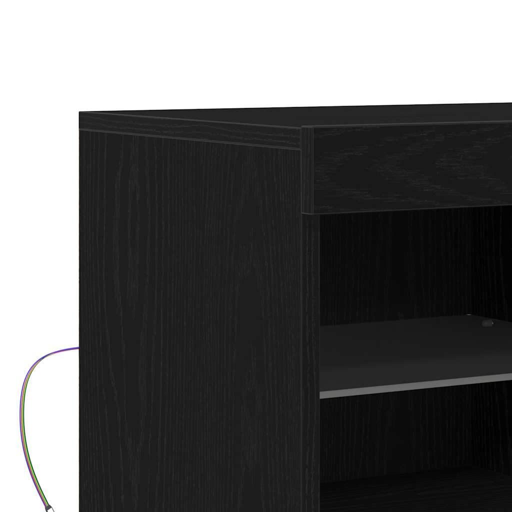 LED-Sideboard Schwarz 81 x 37 x 66,5 cm Holzwerkstoff
