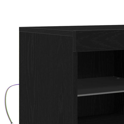 LED-Sideboard Schwarz 81 x 37 x 66,5 cm Holzwerkstoff