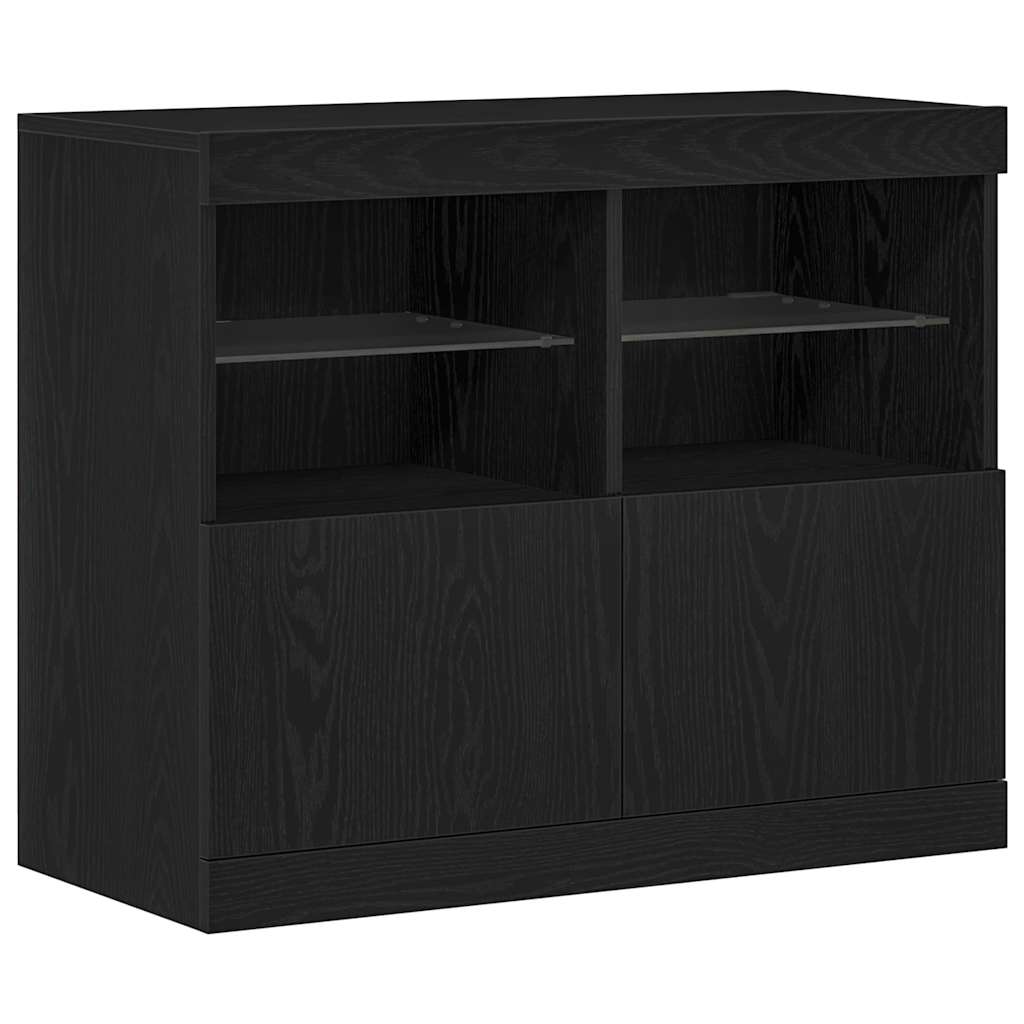 LED-Sideboard Schwarz 81 x 37 x 66,5 cm Holzwerkstoff