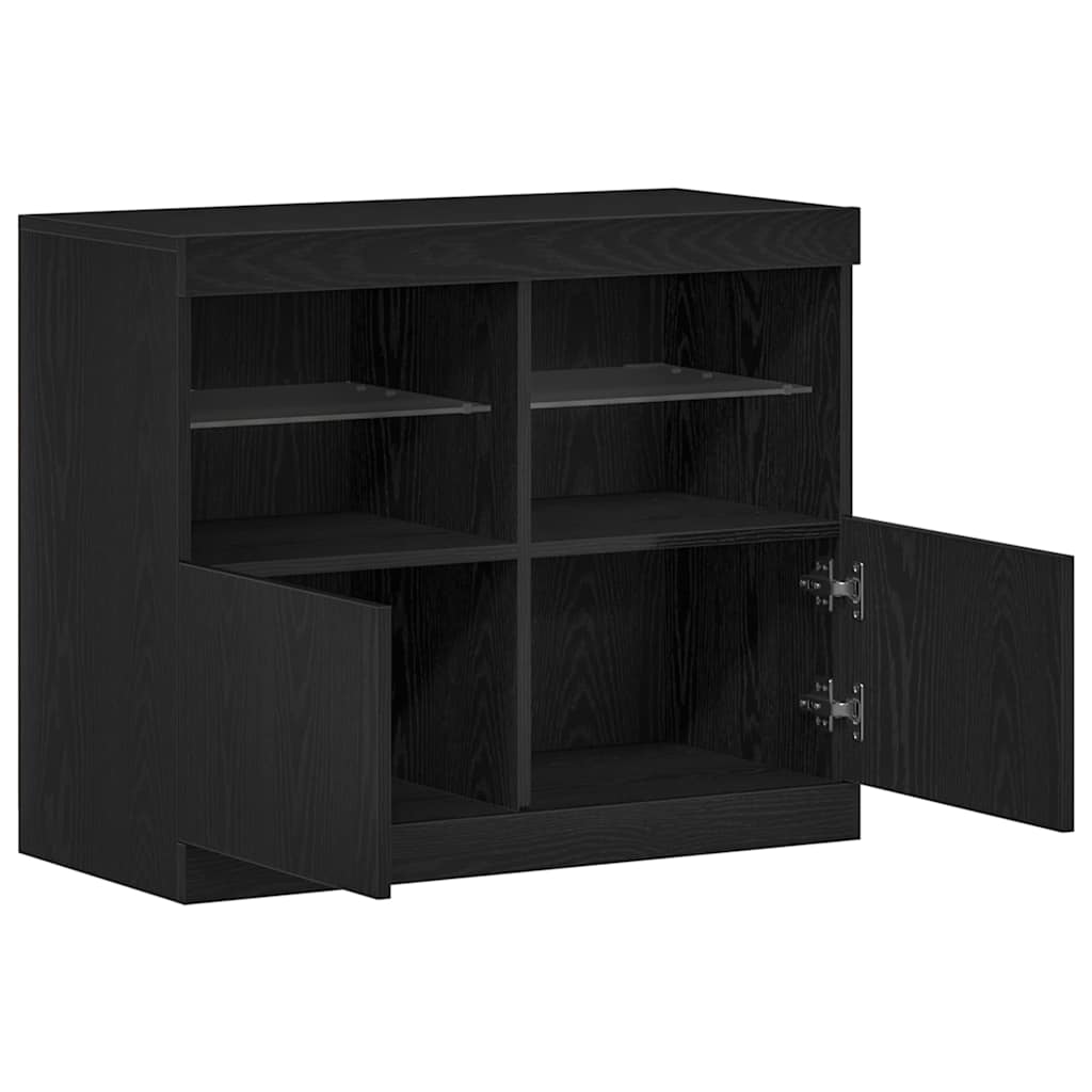 LED-Sideboard Schwarz 81 x 37 x 66,5 cm Holzwerkstoff