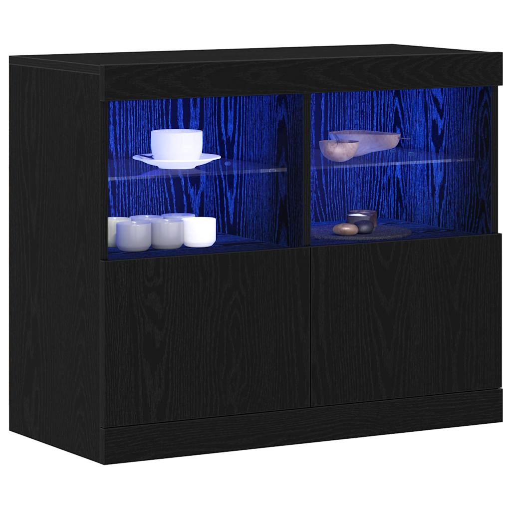 LED-Sideboard Schwarz 81 x 37 x 66,5 cm Holzwerkstoff