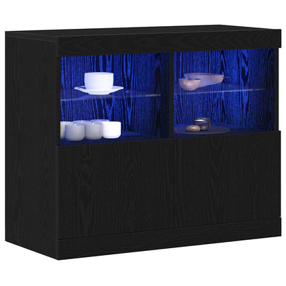 LED-Sideboard Schwarz 81 x 37 x 66,5 cm Holzwerkstoff