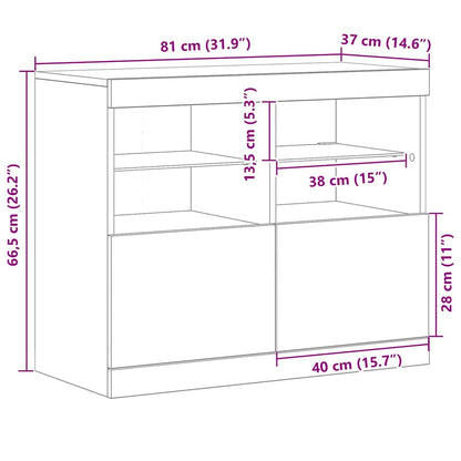 LED-Sideboard Schwarz 81 x 37 x 66,5 cm Holzwerkstoff