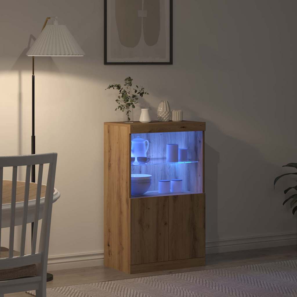 LED-Sideboard Braun 60 x 37 x 100 cm Holzwerkstoff