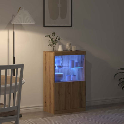 LED-Sideboard Braun 60 x 37 x 100 cm Holzwerkstoff