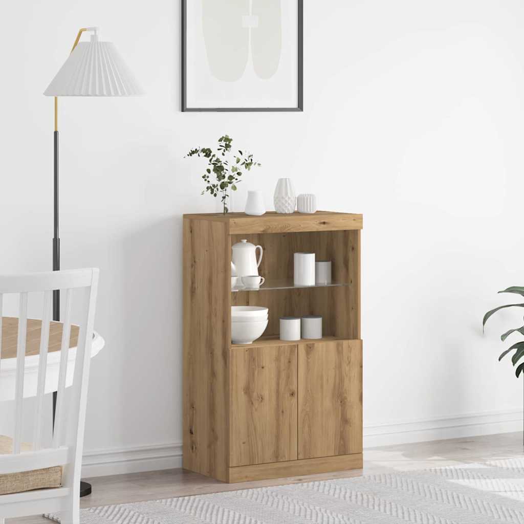 LED-Sideboard Braun 60 x 37 x 100 cm Holzwerkstoff