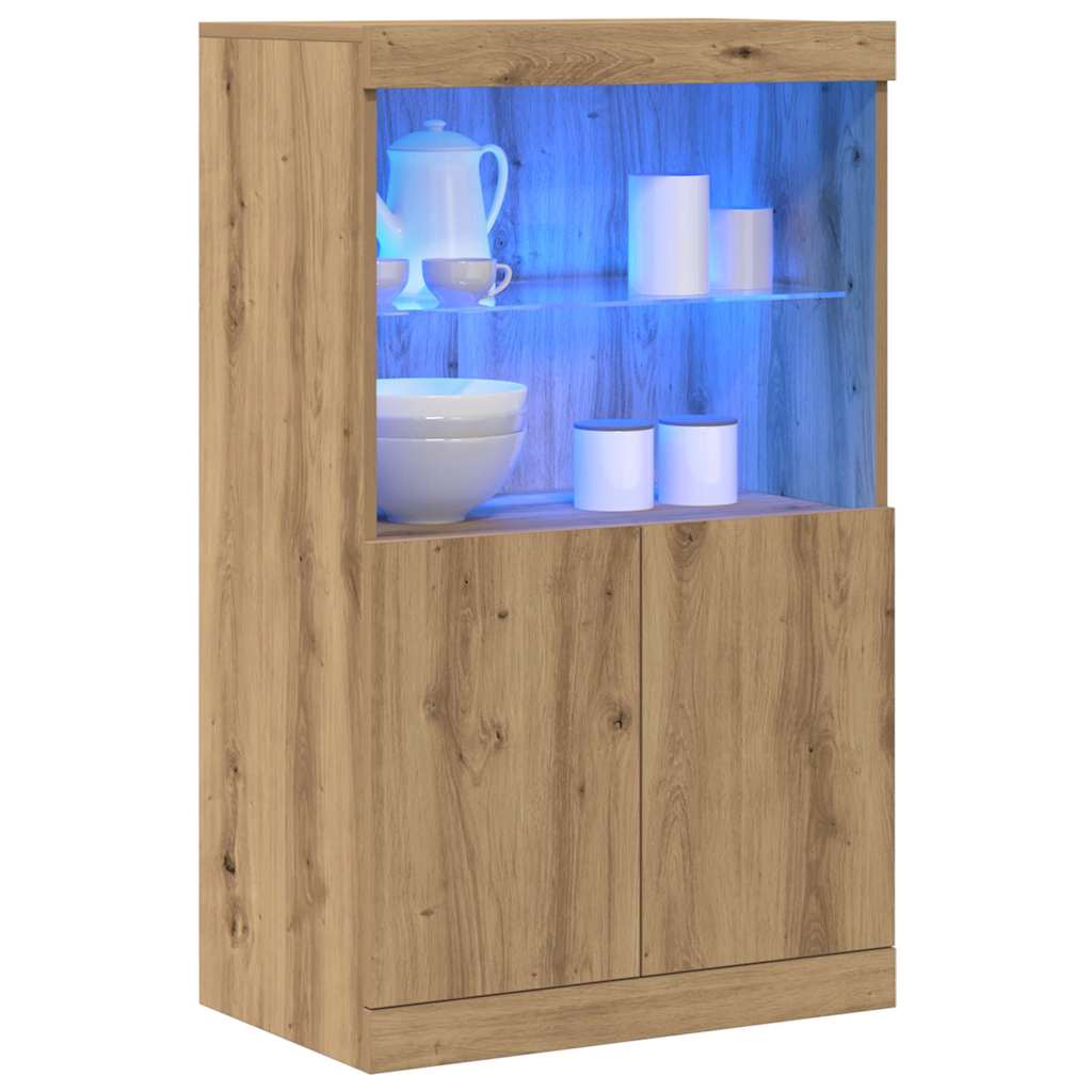 LED-Sideboard Braun 60 x 37 x 100 cm Holzwerkstoff