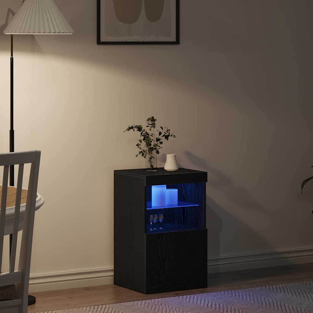 LED-Sideboard Schwarz Eichen-Optik 41 x 37 x 67 cm