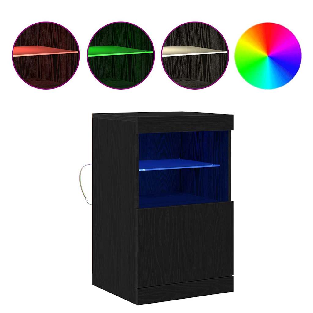 LED-Sideboard Schwarz Eichen-Optik 41 x 37 x 67 cm