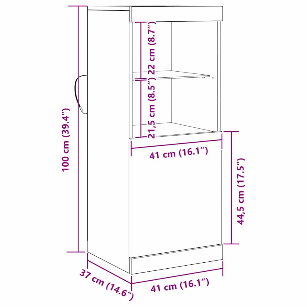 LED-Sideboard Schwarz Eichen-Optik 41 x 37 x 100 cm