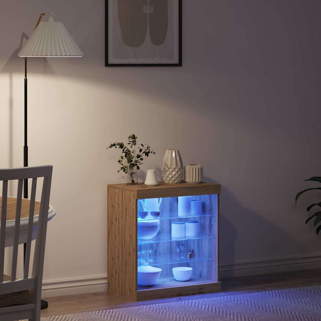 LED-Sideboard Artisan-Eiche 60,5 x 37 x 67 cm Holzwerkstoff