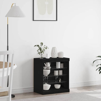 LED-Sideboard Schwarz Eichen-Optik 60,5 x 37 x 67 cm
