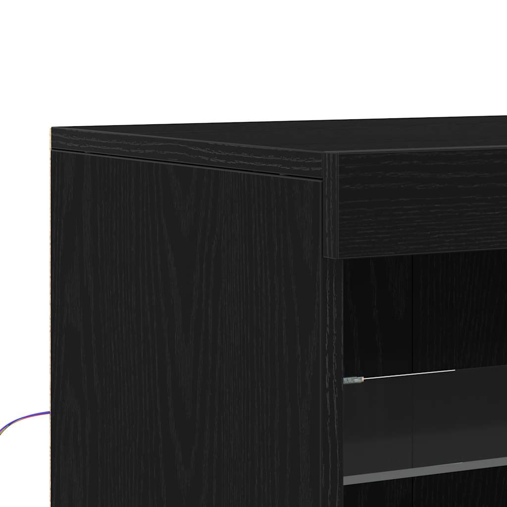 LED-Sideboard Schwarze Eiche 81 x 37 x 100 cm Holzwerkstoff