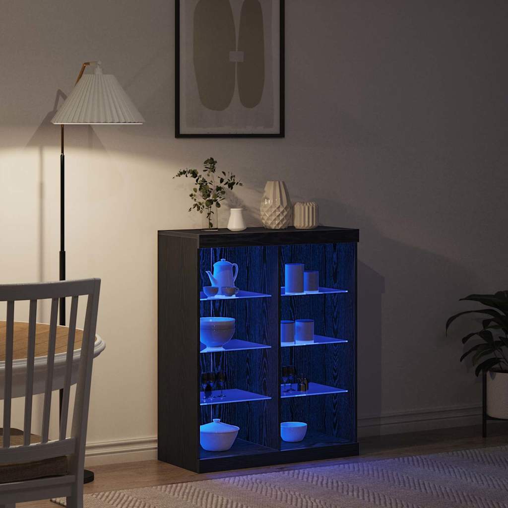 LED-Sideboard Schwarze Eiche 81 x 37 x 100 cm Holzwerkstoff