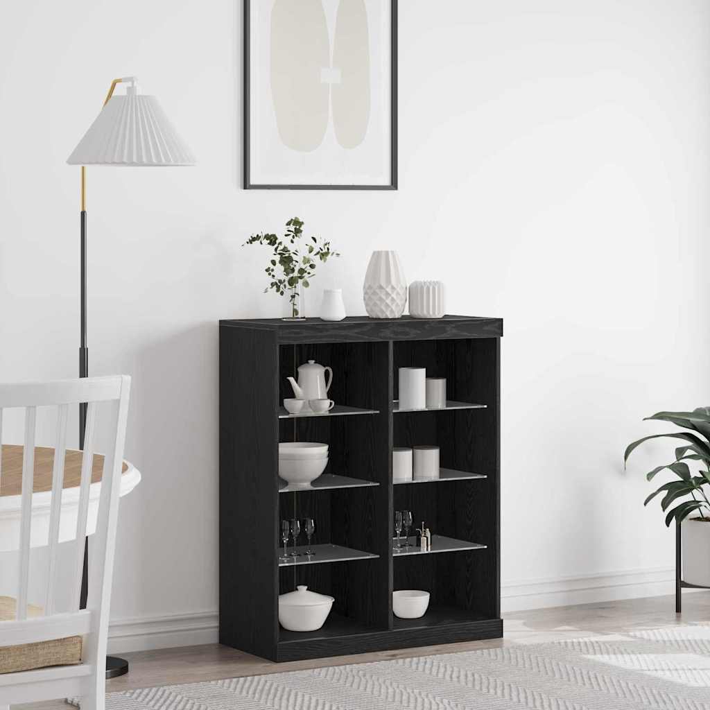 LED-Sideboard Schwarze Eiche 81 x 37 x 100 cm Holzwerkstoff