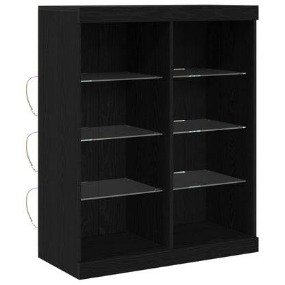 LED-Sideboard Schwarze Eiche 81 x 37 x 100 cm Holzwerkstoff