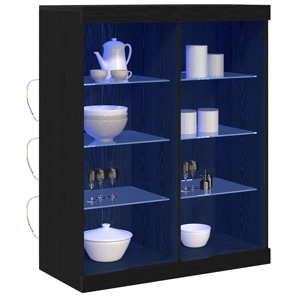 LED-Sideboard Schwarze Eiche 81 x 37 x 100 cm Holzwerkstoff