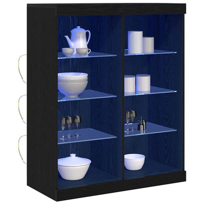 LED-Sideboard Schwarze Eiche 81 x 37 x 100 cm Holzwerkstoff
