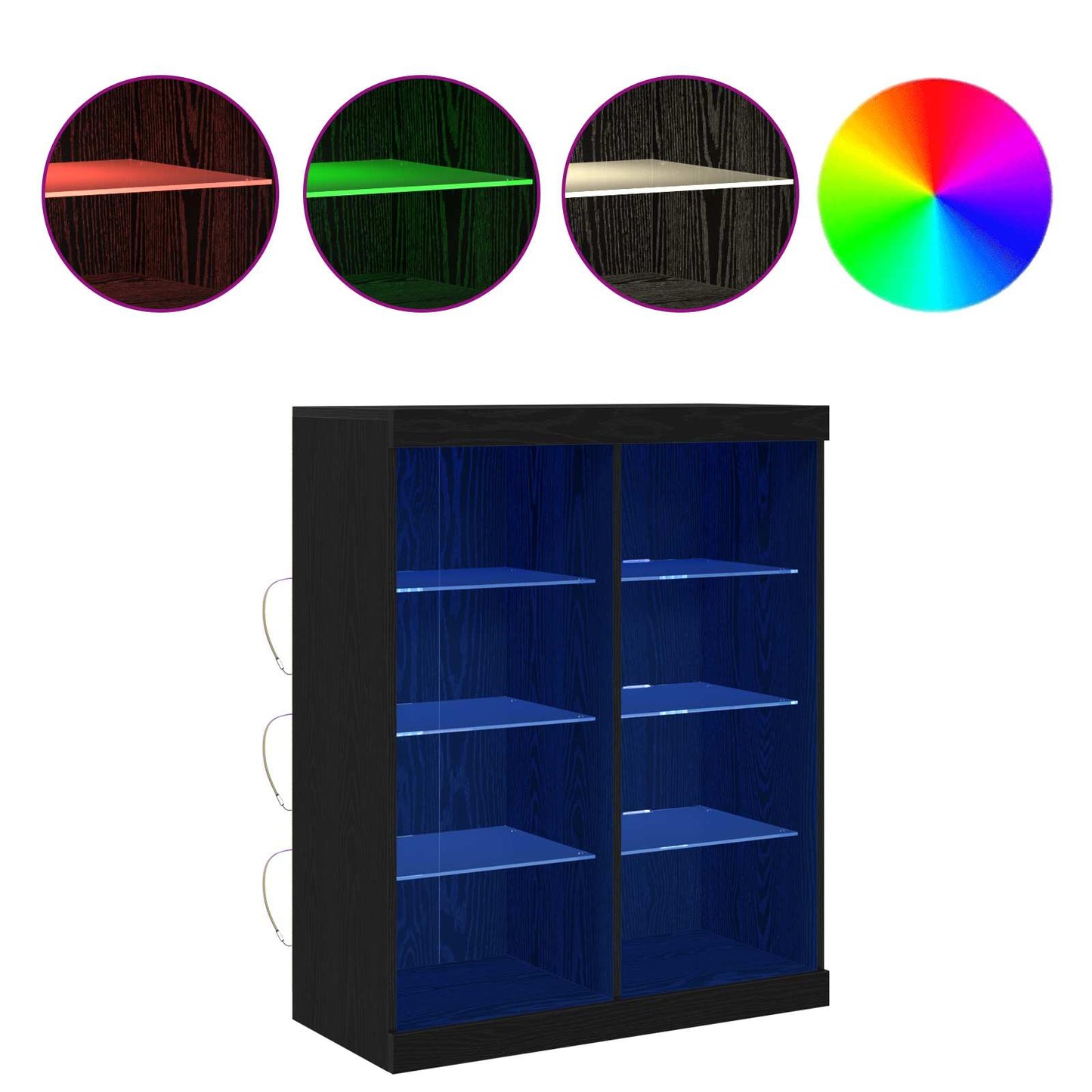 LED-Sideboard Schwarze Eiche 81 x 37 x 100 cm Holzwerkstoff