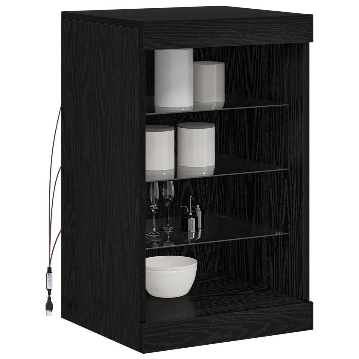 LED-Sideboard Schwarz Eichen-Optik 41 x 37 x 67 cm