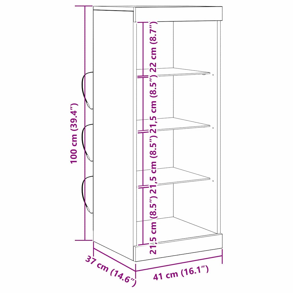 LED-Sideboard Altholz 41 x 37 x 100 cm Holzwerkstoff