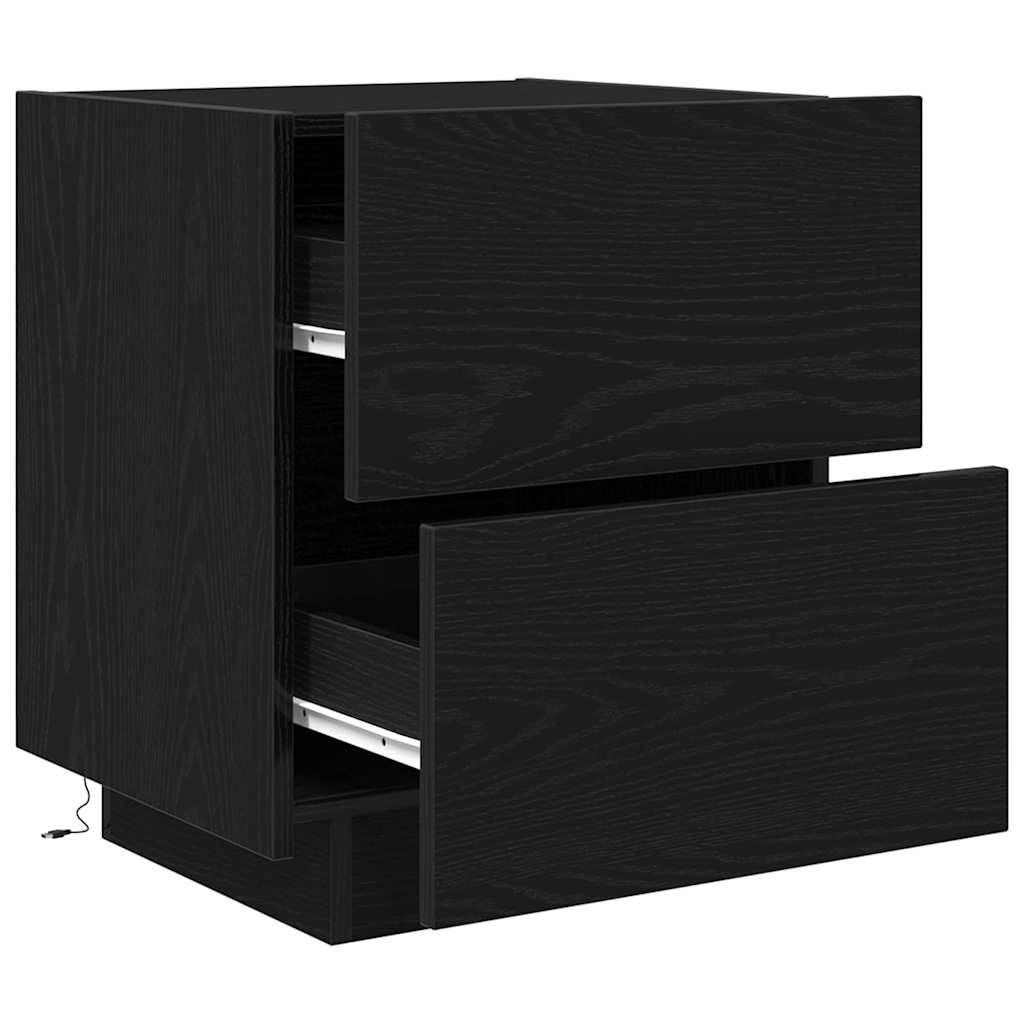 Nachttisch mit Schubladen Schwarze Eiche