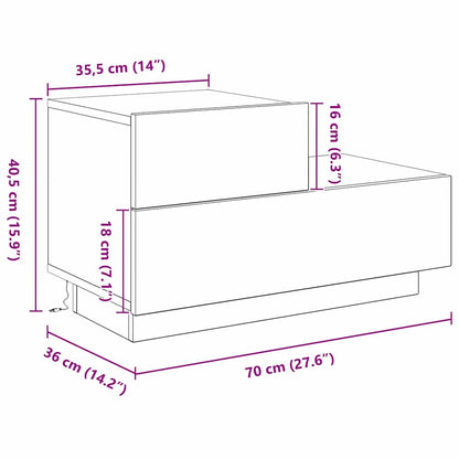 Nachttisch Artisan-Eiche 70 x 36 x 40,5 cm Holzwerkstoff