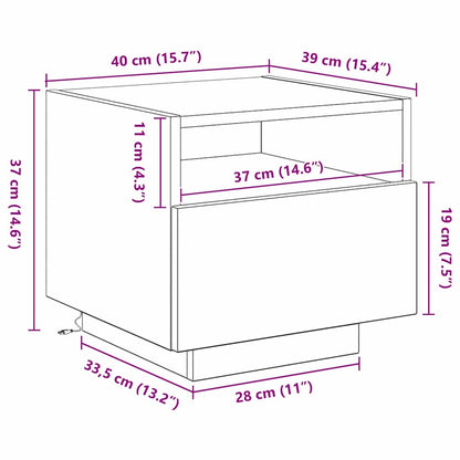 Nachttisch Schwarz Eichen-Optik 40 x 39 x 37 cm Holzwerkstoff