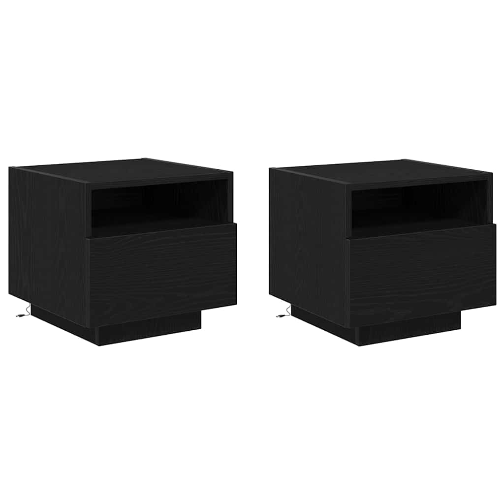 Nachttisch 2 pcs Schwarze Eiche 40 x 39 x 37 cm Holzwerkstoff