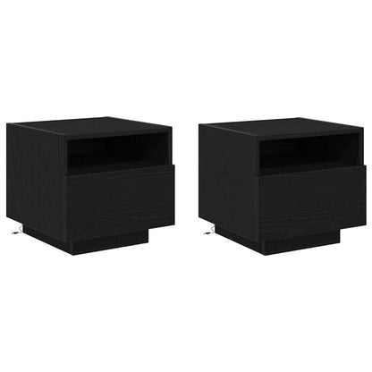 Nachttisch 2 stk. Schwarz Eichen-Optik 40 x 39 x 37 cm