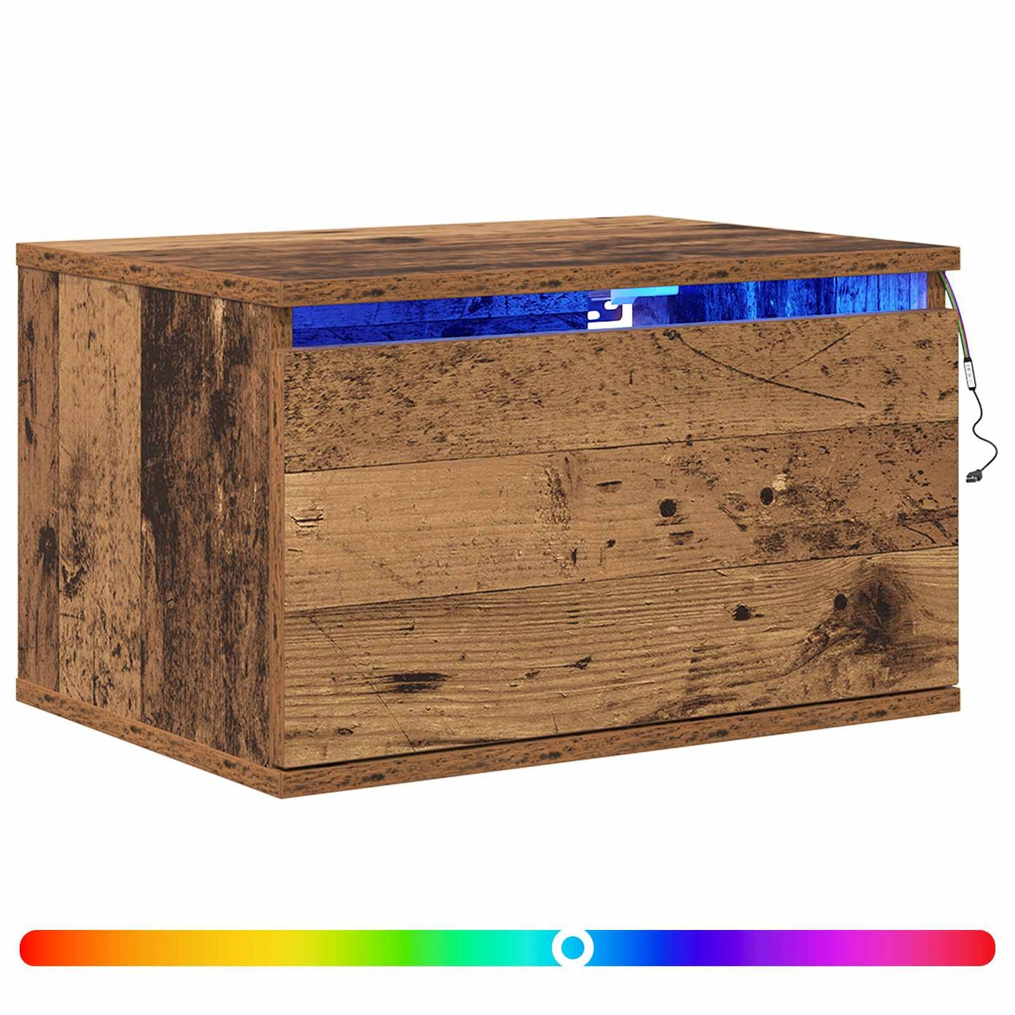 Wandmontiertes Nachttischchen Altholz 50 x 36 x 30 cm