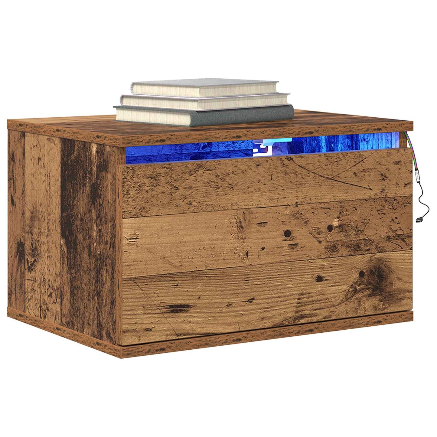 Wandmontiertes Nachttischchen Altholz 50 x 36 x 30 cm