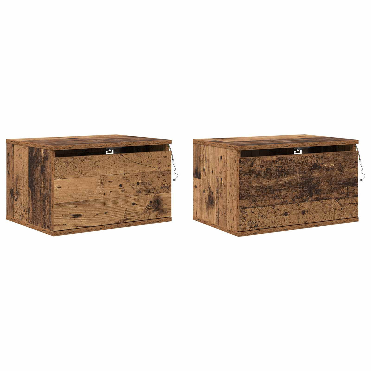 Wandmontiertes Nachttischchen 2 Stk. Altholz 50 x 36 x 30 cm
