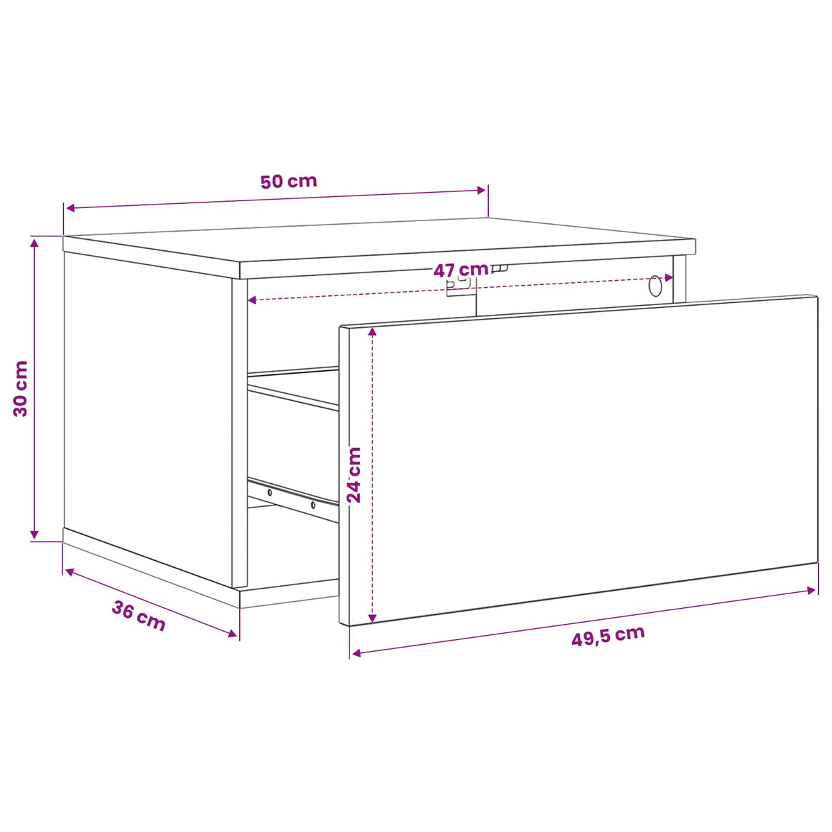 Wandmontiertes Nachttischchen 2 Stk. Altholz 50 x 36 x 30 cm